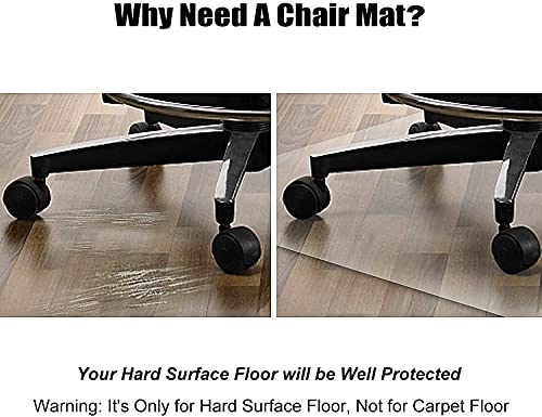 Leapyouth Large Office Chair Mat For Hardwood Floors - 48"×60" Anti-Slip Desk Chair Mat For Rolling Chairs - Heavy Duty Floor Protector For Home Office - Easy Clean And Flat Without Curling #TOP2