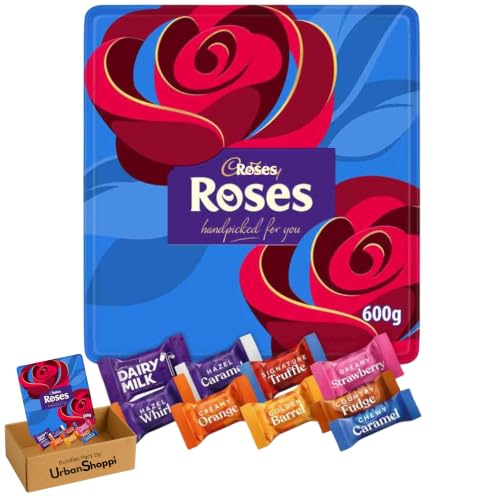 Image of Christmas Chocolate Gift Tin & Tub – Assorted Festive Sweets & Treats – Holiday Sharing Selection, Bundle by UrbanShoppi (Roses Tin 600G)
