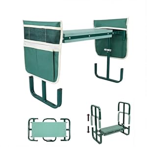 TUIBEIDAMAI Gartenhocker Kniebank Klappbar, Höhenverstellbare Kniehocker 60x52x27cm, Kniebank für Gartenarbeit mit Aufstehhilfe, Werkzeugtasche, Eva Schaummatte, für Gartenarbeit, Camping, Angeln