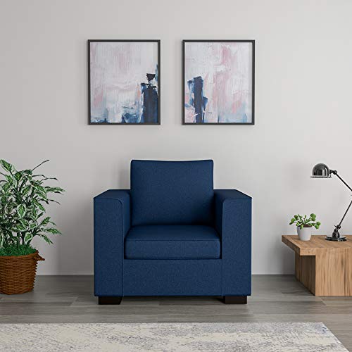 Image of Amazon Brand - Solimo Cosmos Fabric 1 seater Sofa (Blue)