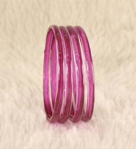 Image of STYOLLO Viral Jelly Plain Transparent Glass Kada Set For Women & Girls | Kanch Kada For Girls | Daily Ethnic Traditional Jewelry | Glossy Classic Fashion Kangan For Wedding, Festive & Parties - Set Of 4