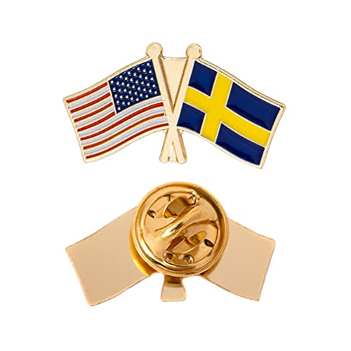 Image of Desert Cactus Sweden Flag Lapel Pin SWE Sweden Made of Metal for Formal Wear, Bag and Hat Jewelry, and Tie Tack (Double Pin)