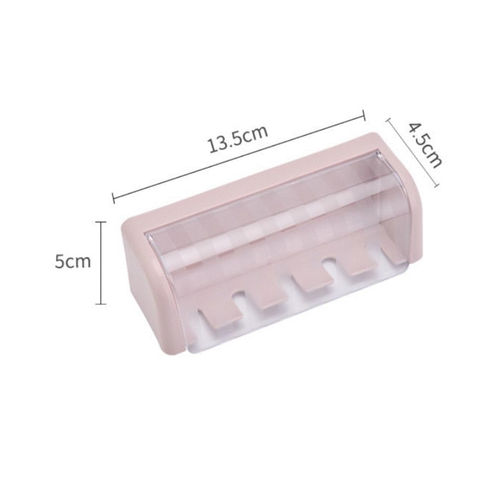 Uchwyt Na Szczoteczki Do Zębów Akcesoria Łazienka 5-gniazdowy, Montowany Na Ścianie Uchwyt Szczoteczki Do Zębów Z Pokrywką Samoprzylepny Organizer(Pink)