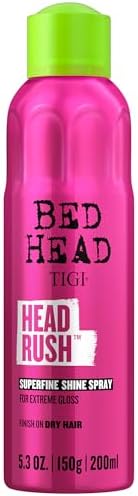 TIGI Bed Head Superfine Shine Spray, Head Rush – Finishing Spray with Silk Protein for Smooth, Shiny Hair, Exotic Tropical Fragrance, 5.3 Oz