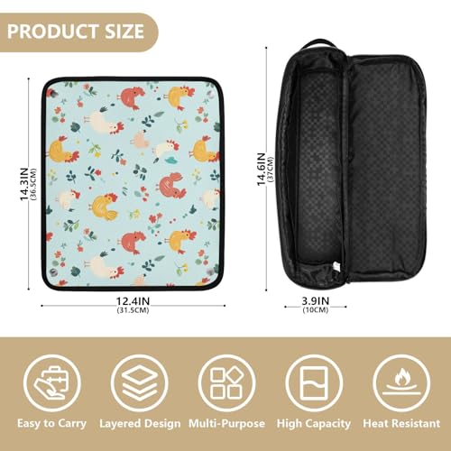 Bolsa de viaje resistente al calor con tapete para planchas y rizadores de cabello Chicken Farm Birds Marble miniatura 4