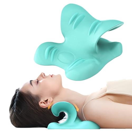 Upgraded Neck Stretcher, Neck Hump Corrector, Neck Stretcher Cervical Traction, Ergonomic Neck Cloud, Neck Pillow, Cervical Traction Device for TMJ Pain Relief and Cervical Spine Alignment(Blue)