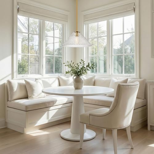 Caiselee 15.7 Inch Modern Pendant Lights, Ribbed Clear Glass 1-Light Single Pendant Lighting Fixtures, Cone Minimalist Ceiling Hanging Light for Kitchen Island Dining Room Over Sink Table Hallway by Caiselee - Used condition - Image 2