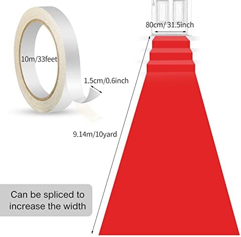Red Carpet Runner Runway Rug 55gsm Thickness with 1 Piece Carpet Tape for Wedding Christmas Xmas Thanksgiving Outdoor Accessories, Wedding Party Hallway Red Rug (Red, 2.6 x 30 Feet)