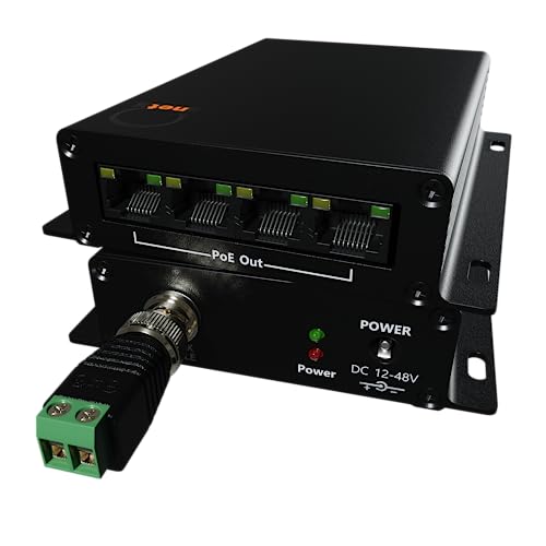 Image of High Distance 4 Port 1000m 3280ft PoE LAN Extender Over Twisted UTP kit BNC or Copper Wire - PoE Camera or Any Remote Ethernet Device Repeater Booster Bridge - Distance 500m - BNC Adapter in Set