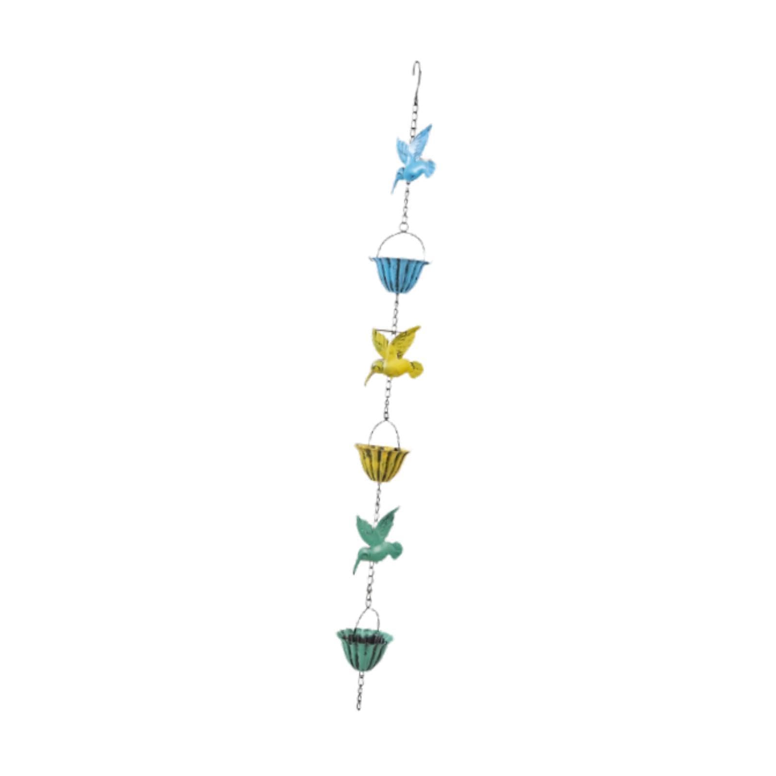 Chaîne de Pluie Hummingbird Ornement de Jardin Métal Antirouille Remplacement de Tuyau Pluviale Décoration Suspendue Adaptée à Cour