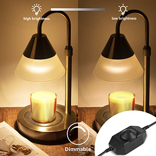 Mocalido Candle Warmer Lamp Height Adjustment, Dimmable Electric Candle Lamp Warmer, Metal Wax Warmer Melter For Large Jar Candles With 2 Bulbs, Bronze #TOP5