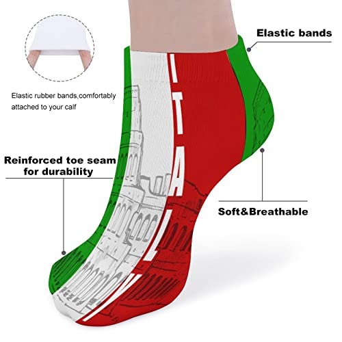 Roman Colosseum Italian Flag 5 Pairs Ankle Socks Non Slip Low Cut Sock Casual Athletic Short Socks No Show Socks for Women & Men4