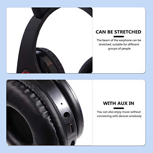 Lurrose Recarregável Fio Gaming Headset AUX IN Dobrável Sobre A Orelha Fone De Ouvido Fone de Ouvido