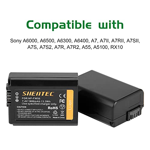 2 X Shentec NP-FW50 Batteria di Ricambio e Doppio
