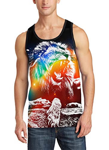 Asylvain Men Colorful Animal Tank Tops Unisex 3D Print Cool Graphic Sleeveless T-Shirt Active Vest For Women, X-Large #TOP2