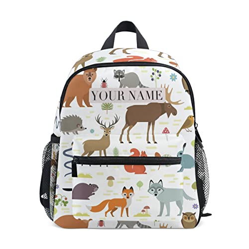 OREZI Custom Kid's Name Toddler Backpack,Personalized Name/Text Toddler Backpack Collection Of Animal Book Bag Practical and Durable Daycare Bag for Travel,Toys