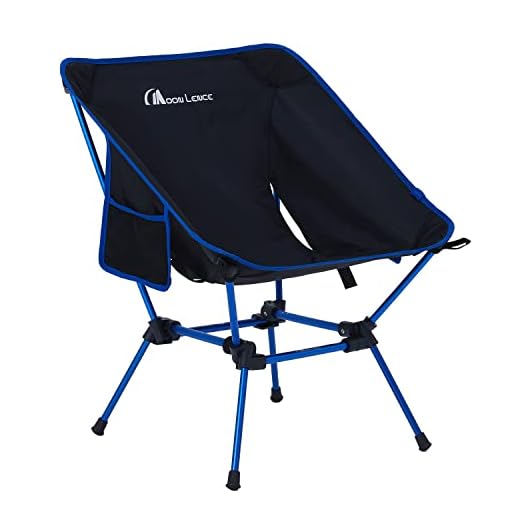 MOON LENCE Portable Chair Outdoor Camping Chair Compact Backpacking Folding Chairs with Side Pockets Packable Lightweight Heavy Duty for Hiking&Beach, Blue, High