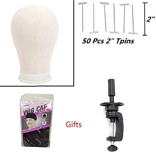 21-24"canvas block head wig display and styling mannequin head with t-pin and clip vertical styling head wig cap with canvas head (24inch)