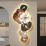 STARHMLUX Grande Horloge Murale Moderne, Décorative Pendule, Style Esthétique Chinois, Alimentation par Batterie, 3D Créative Horloge Murale pour Salon Chambre Cuisine Bureau Style A 30x60cm