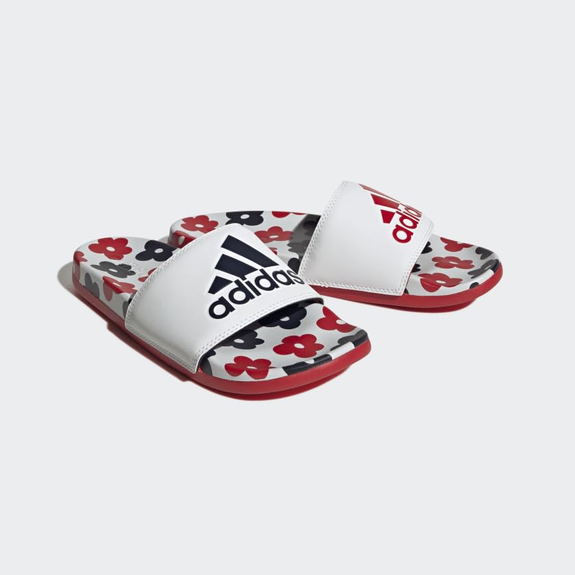 Image of adidas womens Adilette Comfort Slides White /White /Better Scarlet 11
