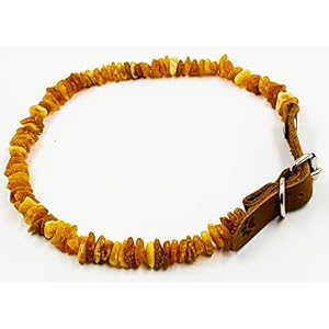 Amber Collars for Dogs & Cats - Baltic Amber Dog & Cat Collar with Adjustable Leather Strap - Raw Knotted Amber Beads (20-25cm) Amber Collars for Dogs & Cats – Baltic Amber Dog & Cat Collar with Adjustable Leather Strap – Raw Knotted Amber Beads (20-25cm)