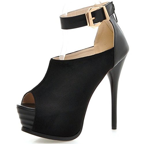 COOLCEPT Women Stiletto Pumps Sexy High Heel Platform Party Heels Shoes (2 B(M) US, Black)