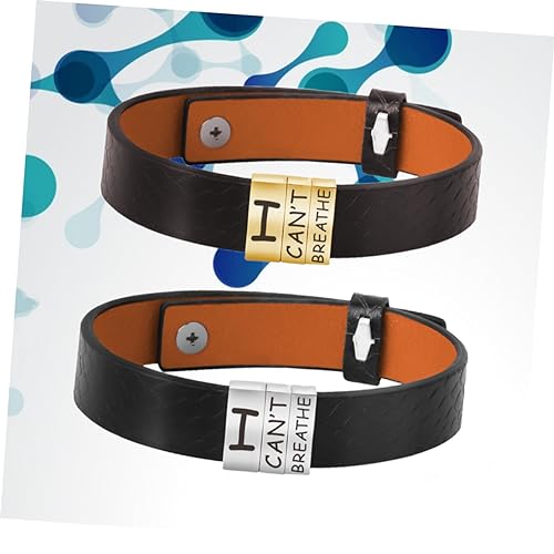 HONMEET 2 Peças De Materiais De Desfile Pulseira De Couro Pu Pulseira De Couro Para Homens Pulseiras