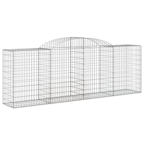 Makastle Set de 2 Parterre surélevé en Gabions arqués, jardinière en Cage à Pierre, Lit Surélevé à Gabion, Parterre de Fleurs Jardin Terrasse Extérieur Jardinière Panier à Pierres, 300x50x100/120 cm