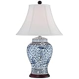 Shonna Traditional Asian Style Jar Table Lamp with USB Charging Port 27' Tall Blue White Floral...