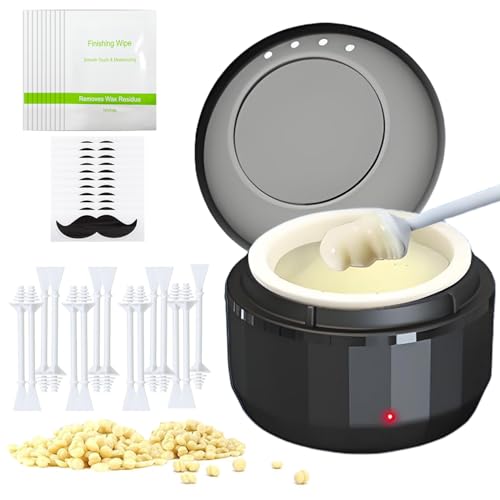 Nose ear wax kit men, Nose Hair Waxing Kit with 50 g Wax, 15 Applicators, 5-10 Times, Ear Hair Removal Kit For Men and Women, Usb Rapid Heating, Constant Temperature, Painless, Black