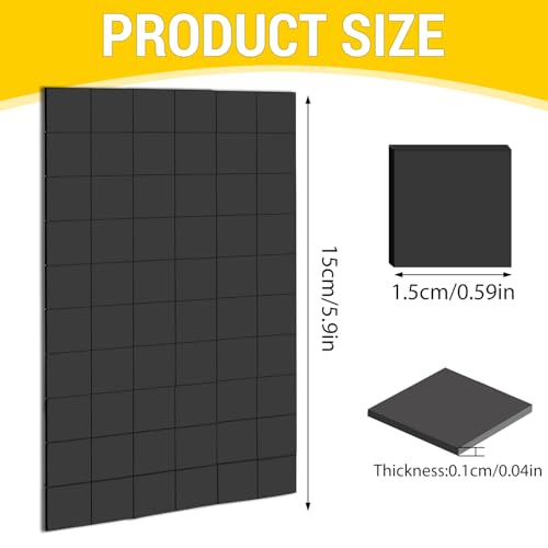 360 Stück Magnetfolie Selbstklebend Set, 15x15mm Weiche Magnetfolie aus Gummi Extra Starke Magnetstreifen Zuschneidbar, Magnet Klebepads geeignet für Haushalt, Büro und Schule