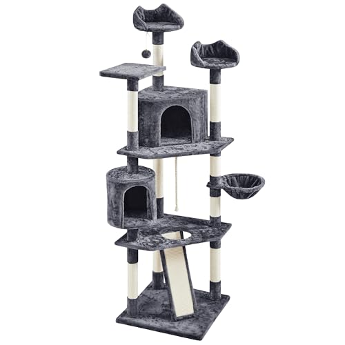 Torre para gato grande 79 pulgadas multi-niveles gris oscuro miniatura 6
