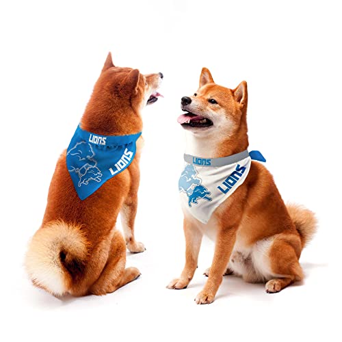 Littlearth Detroit Lions Home and Away Pet Bandana Set with Ties Large
