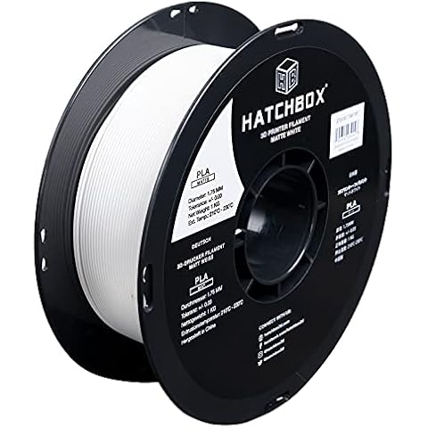 HATCHBOX Matte PLA 3D Printer Filament, Dimensional Accuracy +/- 0.03 mm, 1 kg Spool, 1.75 mm, White Cover