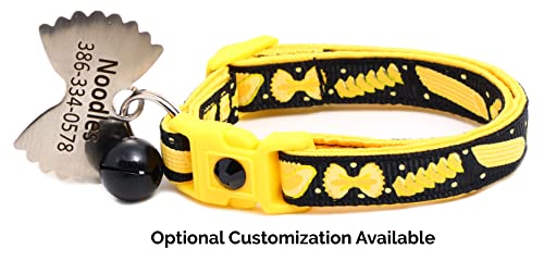Noodle Cat Collar - Safety - Breakaway - Charm And Bell - Pugs2Persians (Small(10 Lbs & Less), Black) #TOP1