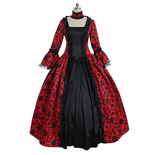 1791's lady Women's Victorian Rococo Dress Inspiration Maiden Costume NQ0032 (S:Height63-65 Chest34-35 Waist26-27, Red&Black)