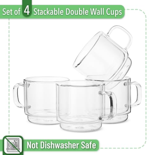 Set de 4 Mugs Apilables de Vidrio Térmico 12 oz miniatura 2