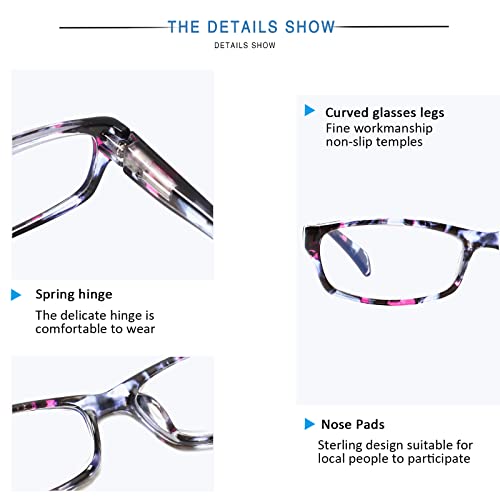 Image of Henotin 5-Pack Reading Glasses Blue Light Blocking Anti Eyestrain Computer Reading Glasses for Women and Men Readers (Mix Color-C1, 2.50, Diopters)