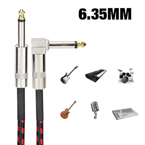 Cable de guitarra contra interferencias con conector en codo trenzado rojo de un metro 2