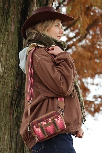 Image of Wrangler Aztec Crossbody Bag for Women Multi Pocket Shoulder Bag Boho Cross Body Wallet Purse