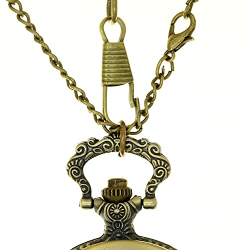 Fobtime Pocket Watch For Men Retro Bronze Steampunk Arabic Numeral Dial Quartz Analog Pocket Watch With Chain, Nlg-Fob-189A1 #TOP4