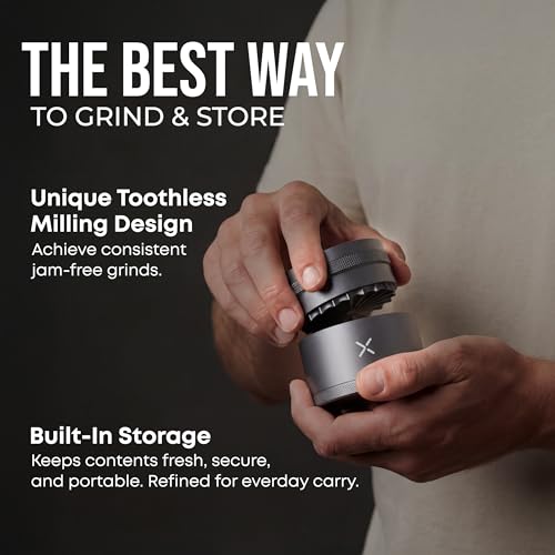 MillX Premium Aluminum Toothless Spice Grinder, 2.5 Inch, 4-Piece Medium Grinder, Extra Storage Compartment, Magnetic Lid, Manual Herb Grinder (Matte Gunmetal Gray) - Image 3