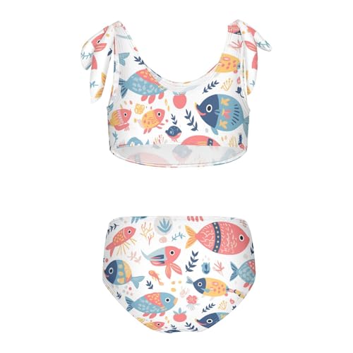 KLL Decorative Fish Girls' Two Pieces Bikini Set Beach Swimsuit Swimwear Cute Shoulder Strap2