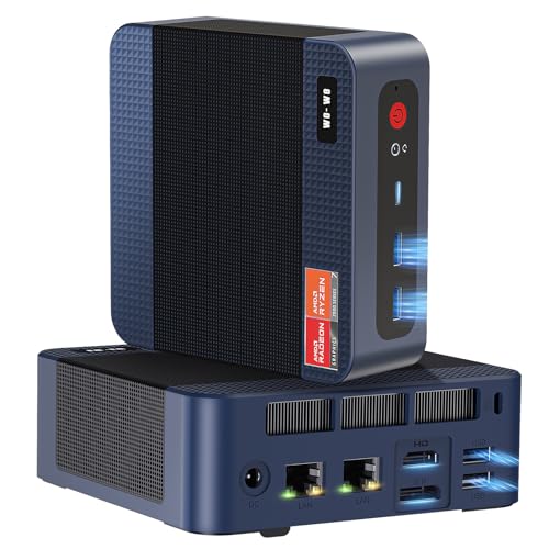 Image of wo-we P8 MINI Gaming PC AMD Ryzen 5 7640HS (Upgraded 6600H / 6800U) Mini Computer, AMD Radeon 760M 32GB RAM +1TB PCIe4.0 x4 SSD 6C /12T,Up to 8k, Triple Screen Display RJ45 LAN x2,Wi-Fi 6E /USB4 /BT5.2