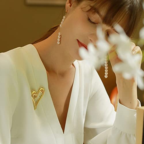 Brooch Pins Heart Gold Cute Lapel Hijab Brooches For Women Fashion Jewelry (Gold) #TOP4