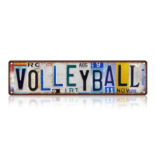 Vintage Sport Volleyball Metal Tin Sign 16x4 Wall Decor
