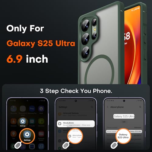 Image of TOCOL Magnetic for Samsung Galaxy S25 Ultra Case, Upgraded Full Camera Protection, Compatible with Magsafe, Drop Protection Slime Clear Back Cover for Samsung Galaxy S25 Ultra 6.9-Inch (Alpine Green)