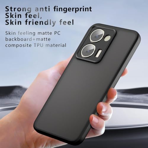 Image of Matte PC+TPU Back Cover Case for Realme P3 Ultra 5G, Air Bag Protection, Anti-Fingerprint, Micro Arc Edge, Never Turns Yellow, Skin-Friendly Feel, Black