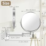 BTremary 8" Wall Mounted Magnifying Mirror 1X/7X Double-Sided for Details Make Up, 360° Swivel Wall Mount Bathroom Shaving Mirror Swing Arm for Men/Women, Chrome