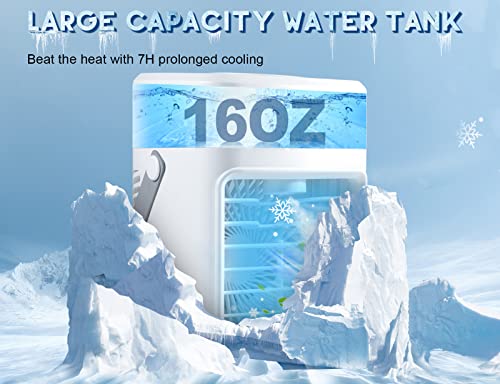 Portable Air Conditioner, Rechargeable Evaporative Air Cooler Humidifier, 2 Timer Mini Air Conditioner, 3 Powerful Wind, 7 Color Light, Aroma Diffuser Air Cooler Desk Spray Fan For Home Office Camping #TOP2